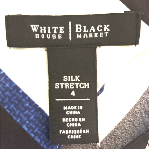 WHBM Silk halter top blouse Black, white blue career Sz Small Medium - Picture 3 of 13